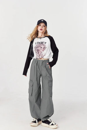 VILZSTUDIOS Color Block Cartoon Print Long Sleeve Top