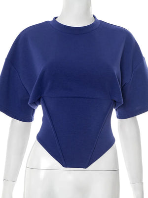 VILZSTUDIOS Elegant Lace-Up Backless Short Sleeve T-Shirt