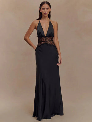 VILZSTUDIOS Backless Elegant Lace Maxi Dress