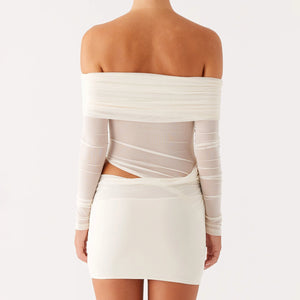 VILZSTUDIOS Sexy Ruched Off-Shoulder Bodycon Dress Women