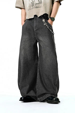 VILZSTUDIOS Oversized Washed Denim Wide Jeans