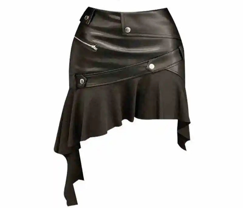 VILZSTUDIOS Leather High Waist Ruffled Skirt
