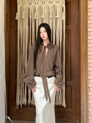 VILZSTUDIOS Brown Plaid Oversized Shirt