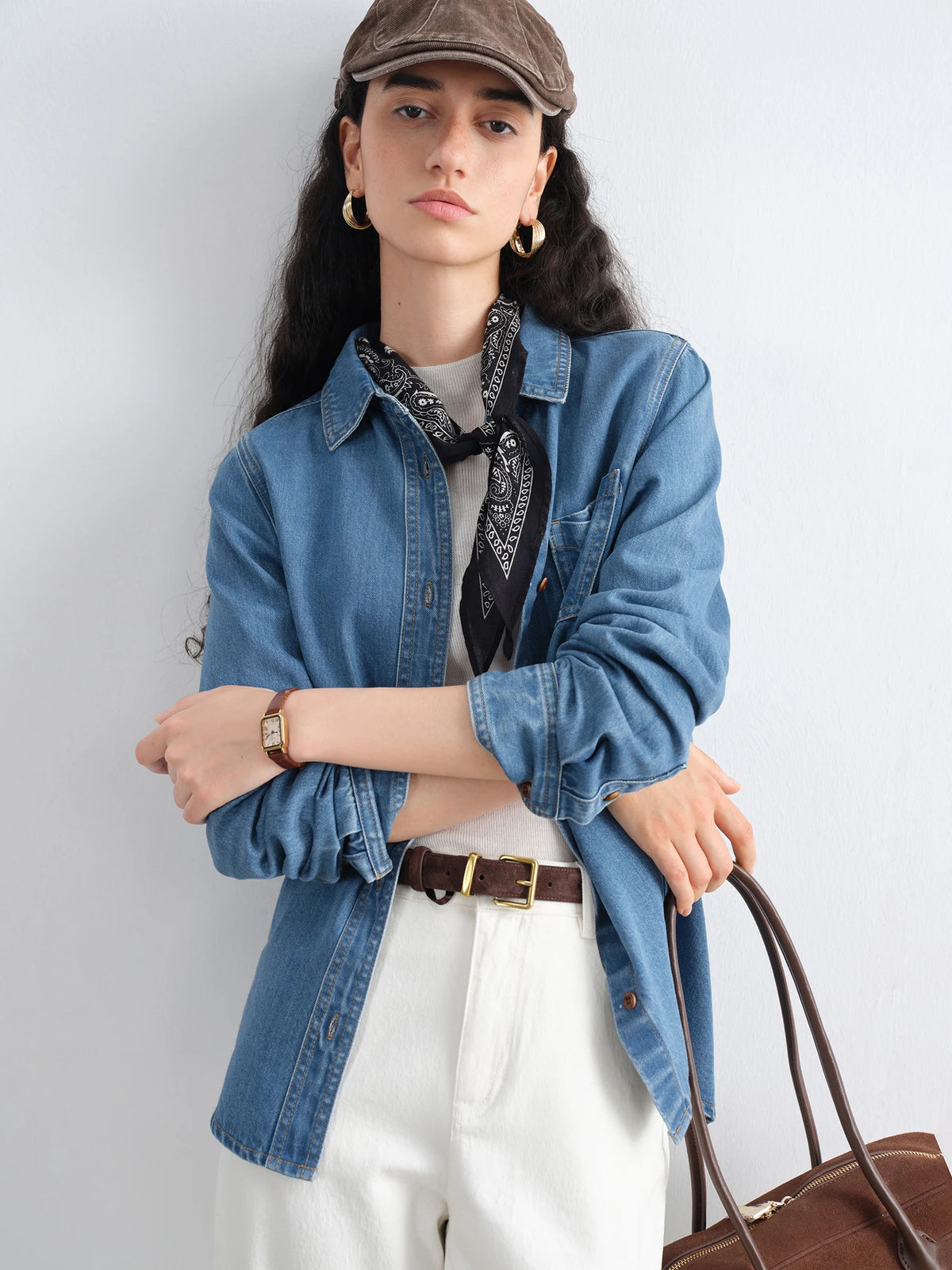 VILZSTUDIOS Blue Retro Denim Long Sleeve Shirt