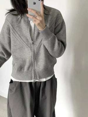 VILZSTUDIOS Soft Japanese Vintage Zipper Sweater