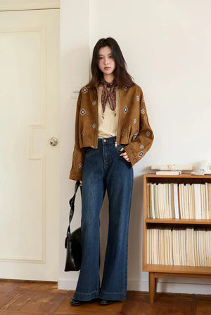 VILZSTUDIOS Brown Embroidered Retro Jacket