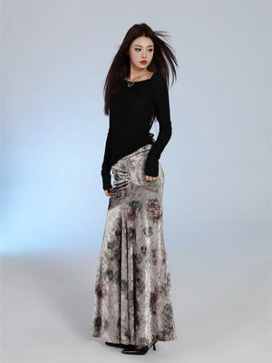 VILZSTUDIOS Black Designer Mesh Long Sleeve Blouse