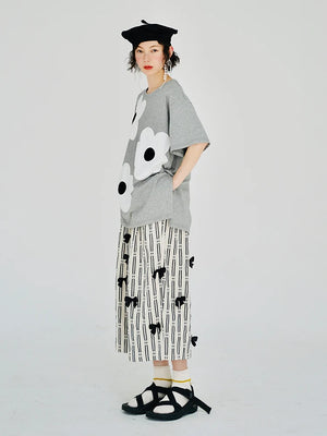 VILZSTUDIOS Gray Cotton Applique Short-Sleeved T-Shirt