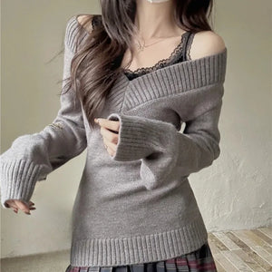 VILZSTUDIOS Cozy V-Neck Knit Sweater