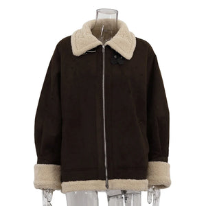 VILZSTUDIOS Retro Warm Contrast Suede Jacket