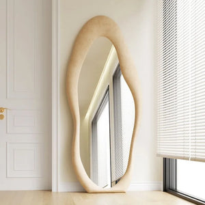 VILZSTUDIOS Full-length mirror Floor-to-ceiling Bedroom full-length mirror Special-shaped irregular cream ins wind fitting mirror