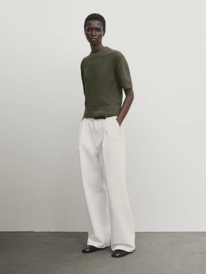 VILZSTUDIOS Reverse Stitch Knitted Short Sleeve Sweater
