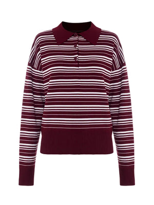 VILZSTUDIOS Retro Striped Knitted Polo Top