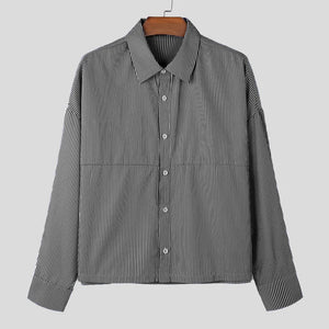 VILZSTUDIOS Cropped Striped Long Sleeve Shirt