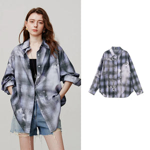 VILZSTUDIOS Vintage Plaid Loose Shirt