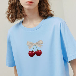 VILZSTUDIOS Bowknot Print Cotton T-Shirt