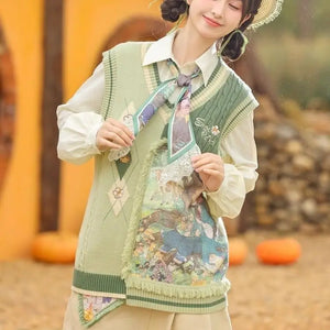 VILZSTUDIOS Sweet Patchwork Knitted Cardigan