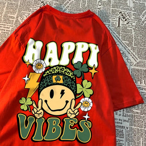 VILZSTUDIOS Happy Vibes Round Neck T-Shirt