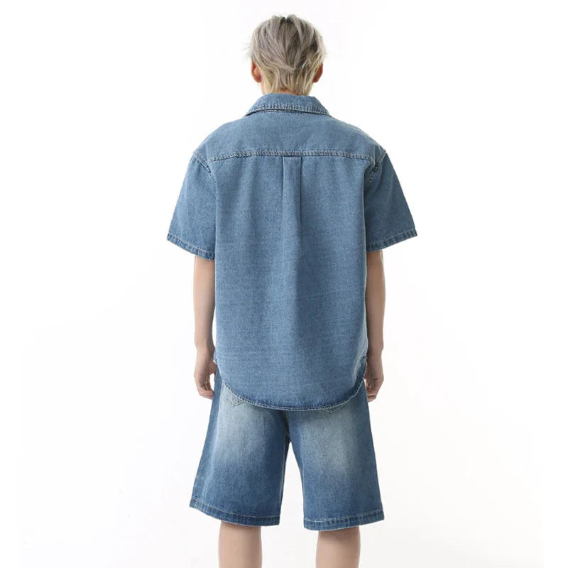 VILZSTUDIOS Denim Loose Two Pieces Set