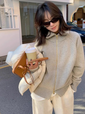 VILZSTUDIOS Cozy Casual Cashmere Zipper Cardigan