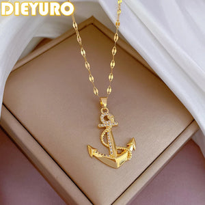 VILZSTUDIOS 316 Stainless Steel Ship's Anchor Pendant Necklace