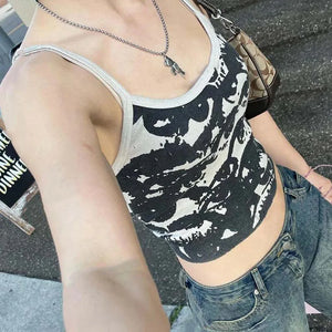 VILZSTUDIOS Eye Print Slim Crop Top