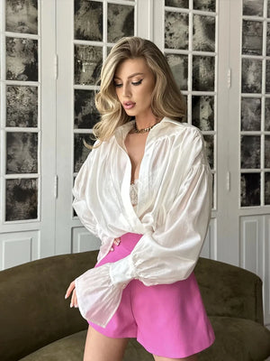 VILZSTUDIOS Versatile Fashionable Collared Flare Blouse