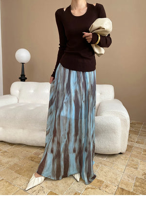 VILZSTUDIOS Chinese Style Ink Wash Maxi Skirt