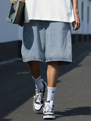 VILZSTUDIOS Blue Oversize Baggy Denim Short