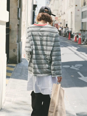 VILZSTUDIOS Striped Oversized Long Sleeve Top