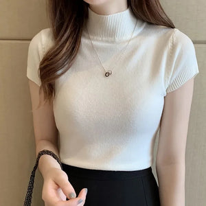 VILZSTUDIOS Stylish Knitted High Neck Half Sleeve Sweater