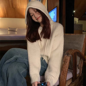 VILZSTUDIOS Cozy Drawstring Knitted Hoodie