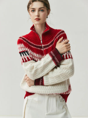 VILZSTUDIOS Luxury Cashmere Zipper Turtleneck Sweatshirt