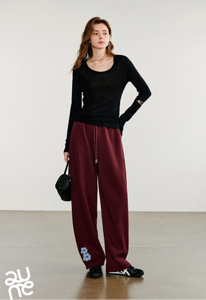 VILZSTUDIOS Green Velvet Embroidered Drawstring Sweatpants
