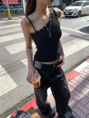 VILZSTUDIOS Sexy One Shoulder Ribbed Tank Top