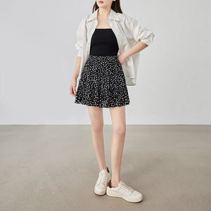 VILZSTUDIOS Floral Bubble Wrinkled Summer Mini Skirt