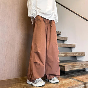 VILZSTUDIOS Solid Color Wide Leg Parachute Pants