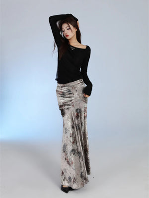 VILZSTUDIOS Black Designer Mesh Long Sleeve Blouse