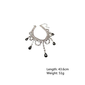 VILZSTUDIOS Black Water Drop Crystal Choker Necklace