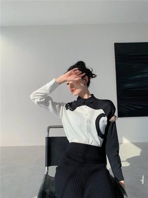 VILZSTUDIOS Leopard Embroidered Long Sleeve Shirt