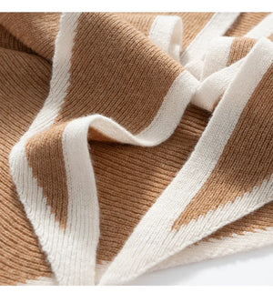 VILZSTUDIOS Imitation Cashmere Color Blocked Knitted Triangle Scarf Versatile Comfortable Soft Neck Protecting Thickened Warm Shawl Scarf