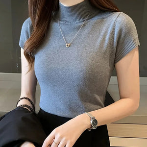 VILZSTUDIOS Stylish Knitted High Neck Half Sleeve Sweater