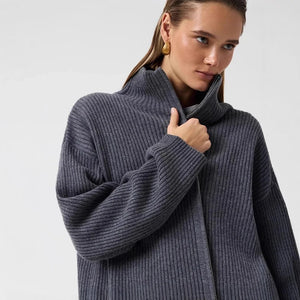 VILZSTUDIOS Cozy Knitted Turtleneck Zipper Cardigan