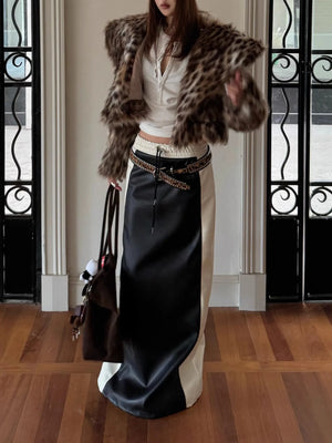 VILZSTUDIOS Lautaro Spring Patchwork Leather Maxi Skirt