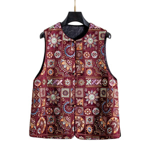 VILZSTUDIOS Luxury Red Jacquard Chinese Style Vest
