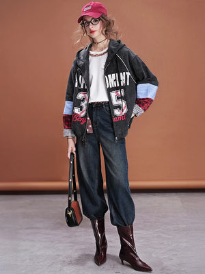 VILZSTUDIOS Vintage Patchwork Loose Fit Hoodie