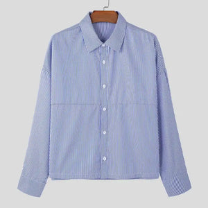 VILZSTUDIOS Cropped Striped Long Sleeve Shirt