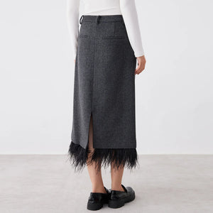 VILZSTUDIOS Luxury High Quality Wool Skirt Womens