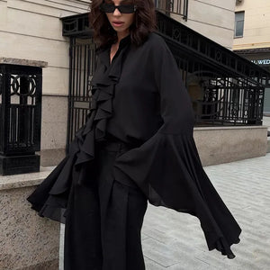 VILZSTUDIOS Elegant Ruffled Chiffon Blouse
