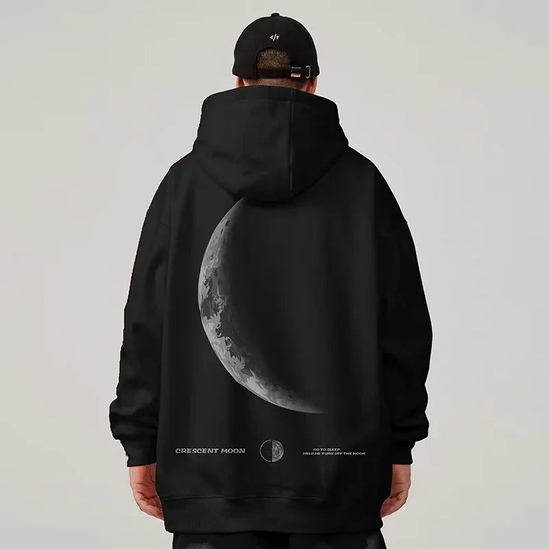 VILZSTUDIOS Crescent Moon Print Oversized Hoodie